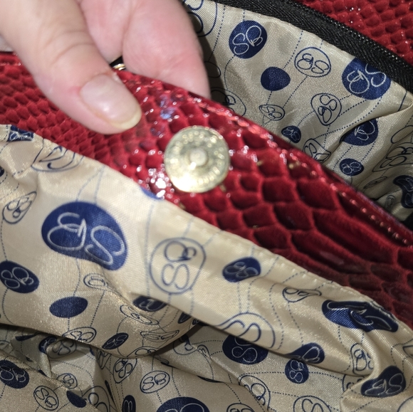 SAMANTHA BROWN - TOTE- Weekender - elegant Red and Black Croc Embossed Gold - Picture 11 of 16